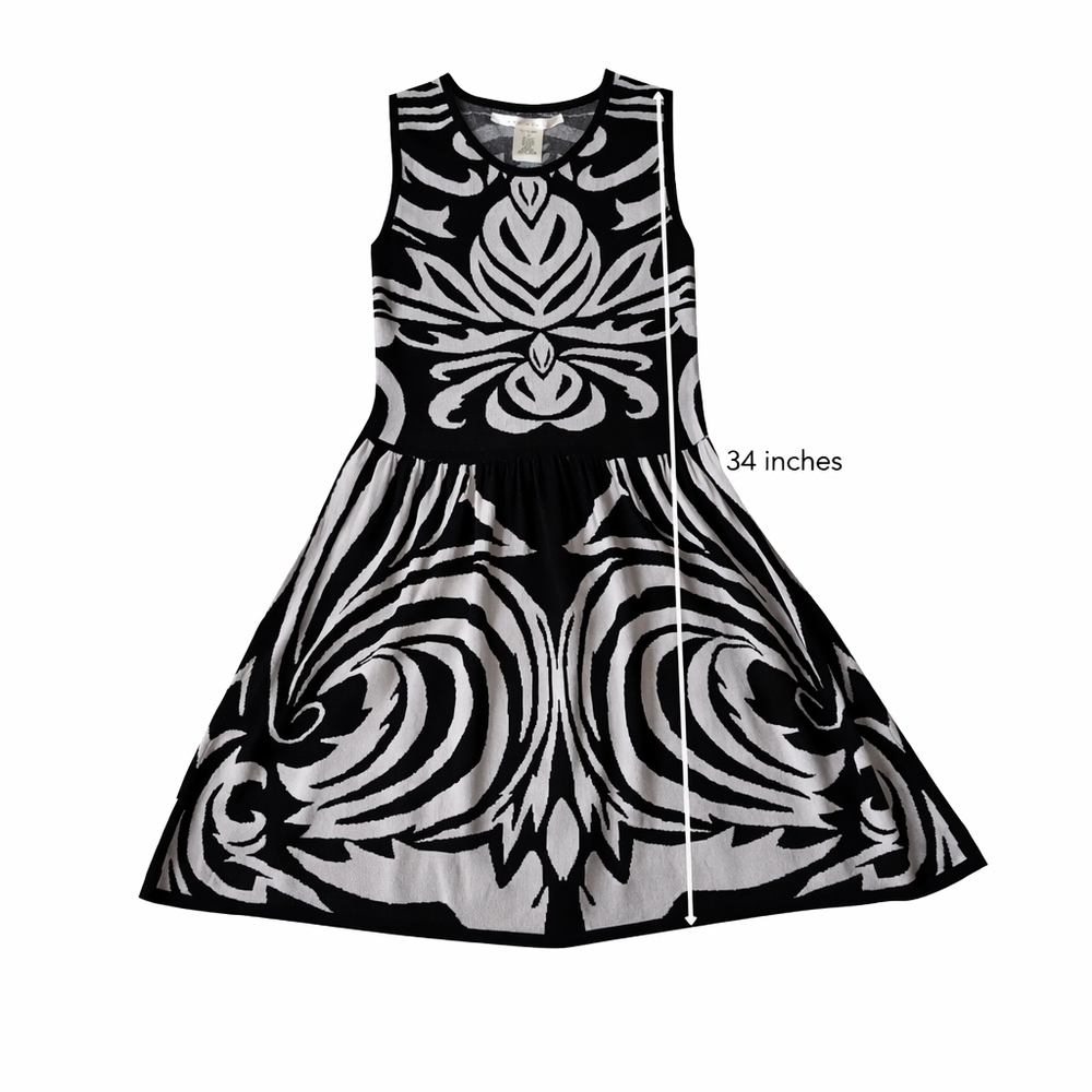 Max Studio Black & White Knit Fit & Flare Dress M - Picture 4 of 5